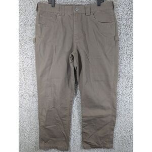Duluth Trading Pants Mens 40x32 Brown Canvas Relaxed Utility Carpenter‎ CoolDry